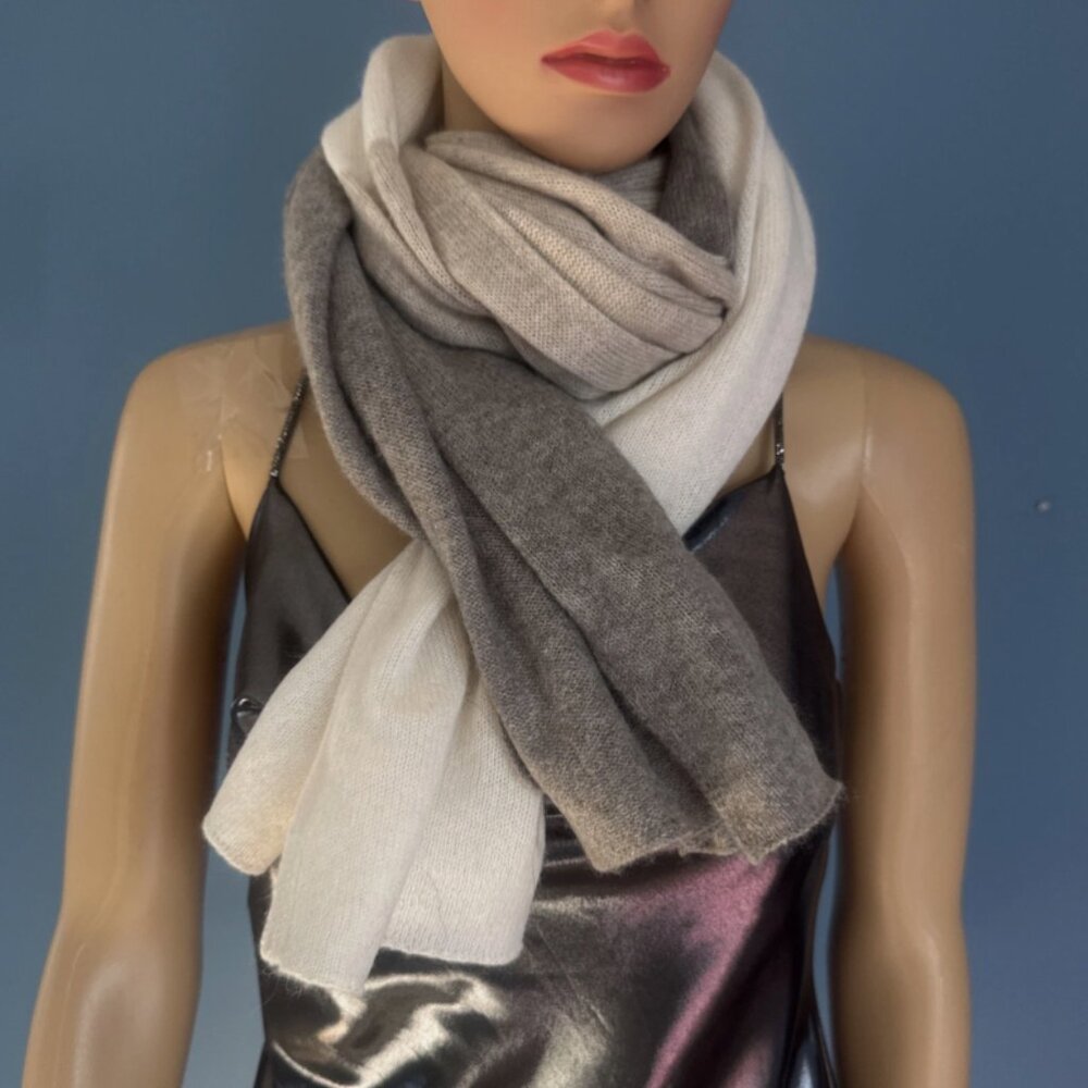 NWT TAHARI 100% 2-PLY Cashmere Scarf Tricolor 23.5” X 79” - Picture 3 of 7